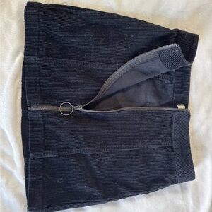 Zip-Up Black Corduroy Skirt